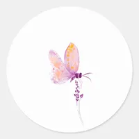 Purple butterfly  classic round sticker