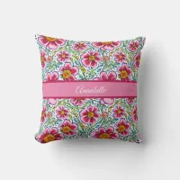 Cute Red Whimsical Floral Pillow