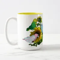 Mug - Birds on Sunflower Name over Flower