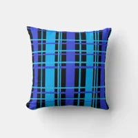 Blue and Black Plaid Throw Pillow