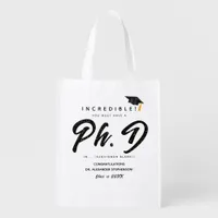 Modern PhD Graduation Script Congratulation Party Grocery Bag