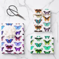 Vibrant & Colorful Vintage Victorian Butterflies Wrapping Paper Sheets