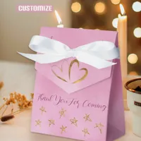 Baby Shower Pink With Gold Stars Favor Boxes