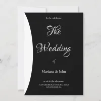 Budget Formal Simple Chic black and white wedding Invitation