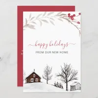 Winter Snow Scene New Home Weve Moved Holiday Card