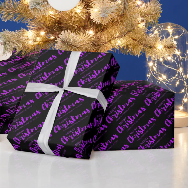 Festive Purple Foil Merry Christmas Wrapping Paper