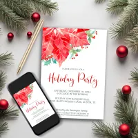 Watercolor Poinsettia Christmas Holiday Party