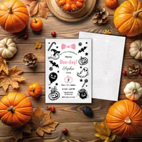 Halloween Black And White Spooky Girl Birthday  Invitation