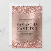 Glittery Rose Gold Ombre Foil Graduation Announcement