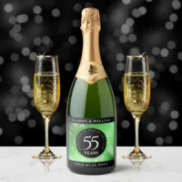 Elegant 55th Emerald Wedding Anniversary Sparkling Wine Label