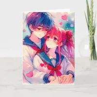 Adorable Anime Themed Personalized Valentine's Day Card