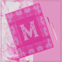 Cute Girly Pretty Pink Glitter Monogram   Planner