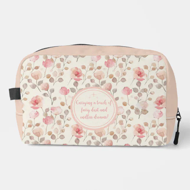 Elegant Pink Flower Pattern Dopp Kit