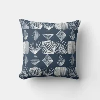 Bold Caribbean Tribal Mudcloth: Navy Blue& White,  Throw Pillow