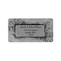 vintage wedding gray, return address label