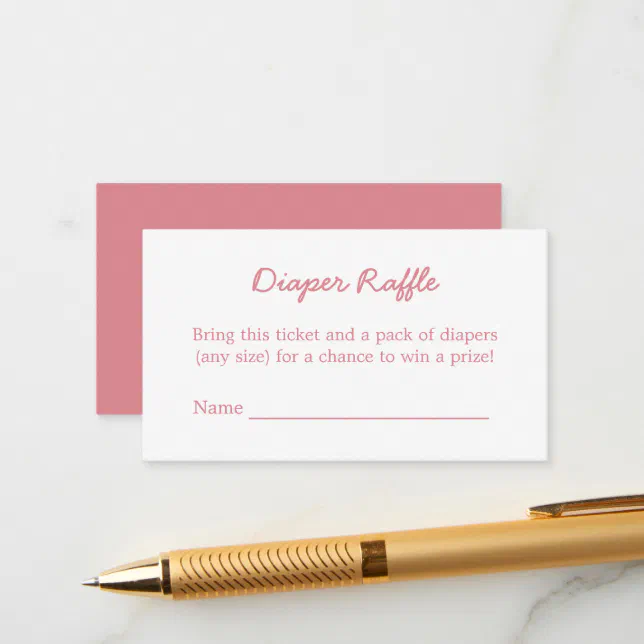 Blush Pink Diaper Raffle Minimalist Enclosure Card