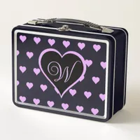 Fun and Flirty Pink Hearts Personalized  Metal Lunch Box