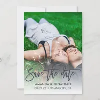 Black-Flame and White Dandelion Wedding Save Date Save The Date