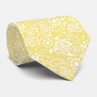 Romantic Champagne Yellow Paisley Pattern Wedding Neck Tie