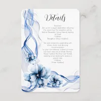 Elegant Dusty Blue Navy  Flowers Wedding  Enclosure Card