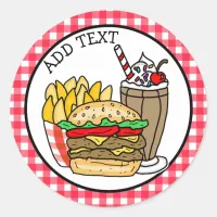 Cheeseburger, Milkshake and Fries  Classic Round S Classic Round Sticker