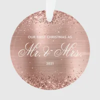 Glittery Rose Gold Foil Our First Christmas Ornament