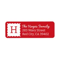 Personalized Modern Red Monogram Return Address Label