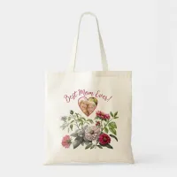 Magenta Accent Floral Mother's Day Photo Tote Bag