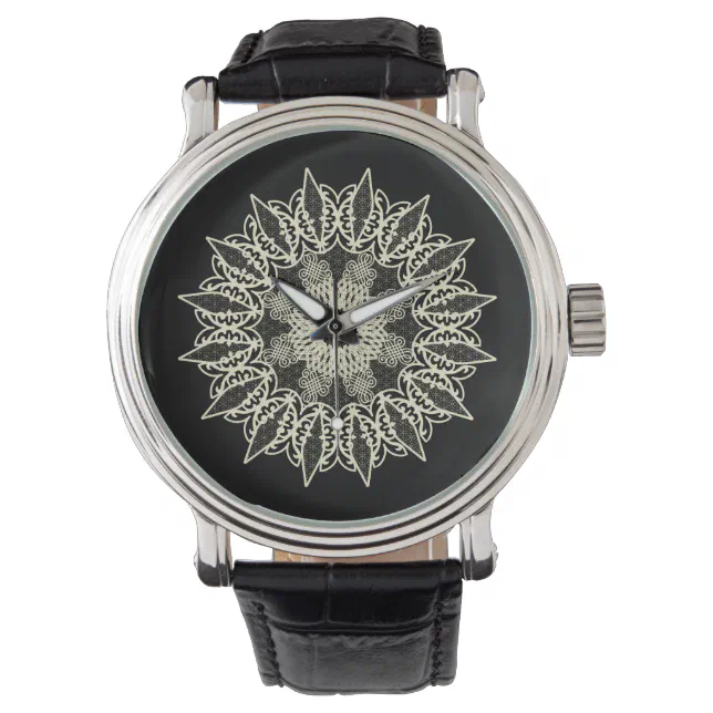 White geometric lace Mandala Watch