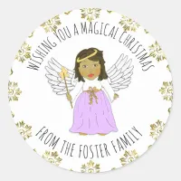 Pretty Angel Wishing you a Merry Christmas Classic Round Sticker