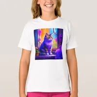 Cute Cat Sitting in Window Ai Art T-Shirt