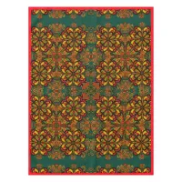 Red, Green & Gold Tapestry Pattern for Christmas Tablecloth