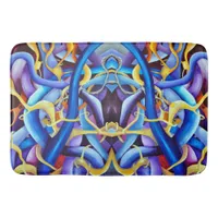 Contemporary Blue Abstract optical illusion Bath Mat