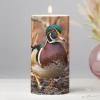 Male Wood Duck in the Woods Pillar Candle