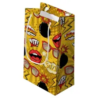 The Bomb Retro Lips Red/Gold ID553 Small Gift Bag