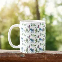 Monster Reunion Funny Ombre Creature Blue Green Coffee Mug