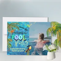Tropical Fun Pool Party Photo  Thank You Card
