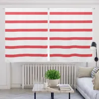 Nautical Fresh Watermelon Red White Stripe Pattern Blackout Curtains