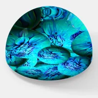 Turquoise planets - abstract pattern in 3D optics  Paperweight