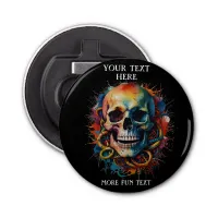 Skull Head with multi-colored Paint Splashes Bottle Opener