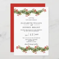 Rustic Boughs of Holly Winter Christmas Wedding Invitation