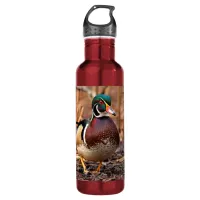 Male Wood Duck in the Woods Stainless Steel Water Bottle