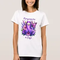 Purple Awareness Ribbon | Praying for a Cure T-Shirt