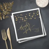 Modern String Lights Wedding Thanks Gold ID585 Napkins