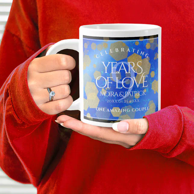 Elegant 9th Lapis Lazuli Wedding Anniversary Giant Coffee Mug