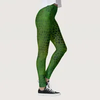 Green Dinosaur Hide  Leggings