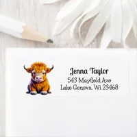Baby Highland Cow Personalized Label
