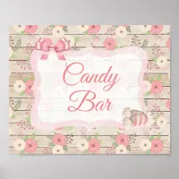 Candy Bar Sign Pink Rustic Wood Floral Poster