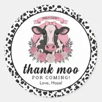 Holy Cow I’m One Cowgirl 1st Birthday Party Classic Round Sticker