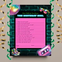 How Well You Know 90s Neon Disco Birthday Game